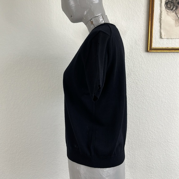 Burberry Knit Short Sleeve Crew Neck Sweater Embroidered Logo Hip - Picture 6 of 10